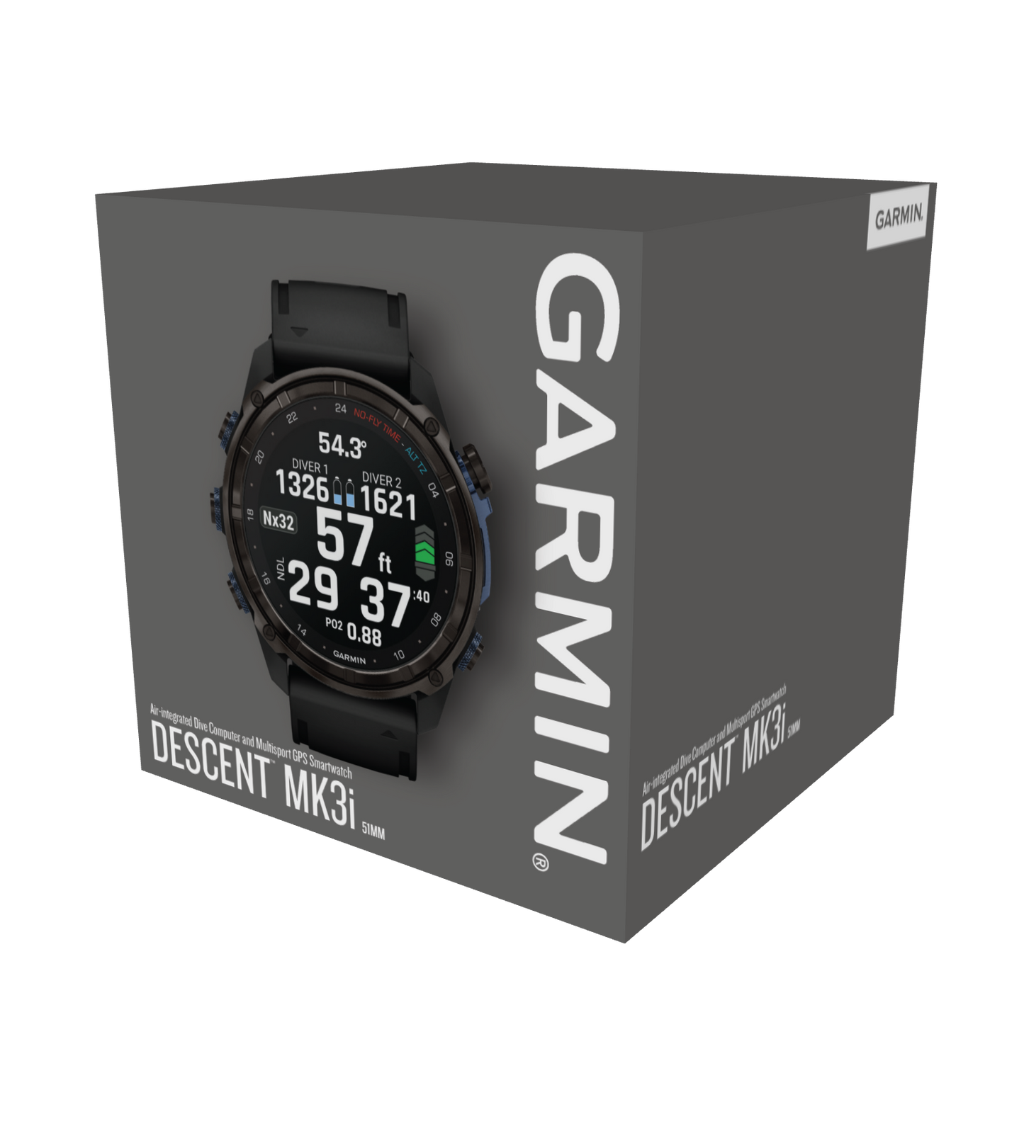 GARMIN Descent™ Mk3i – 51 mm, Carbon Gray DLC Titanium with Black Silicone Band