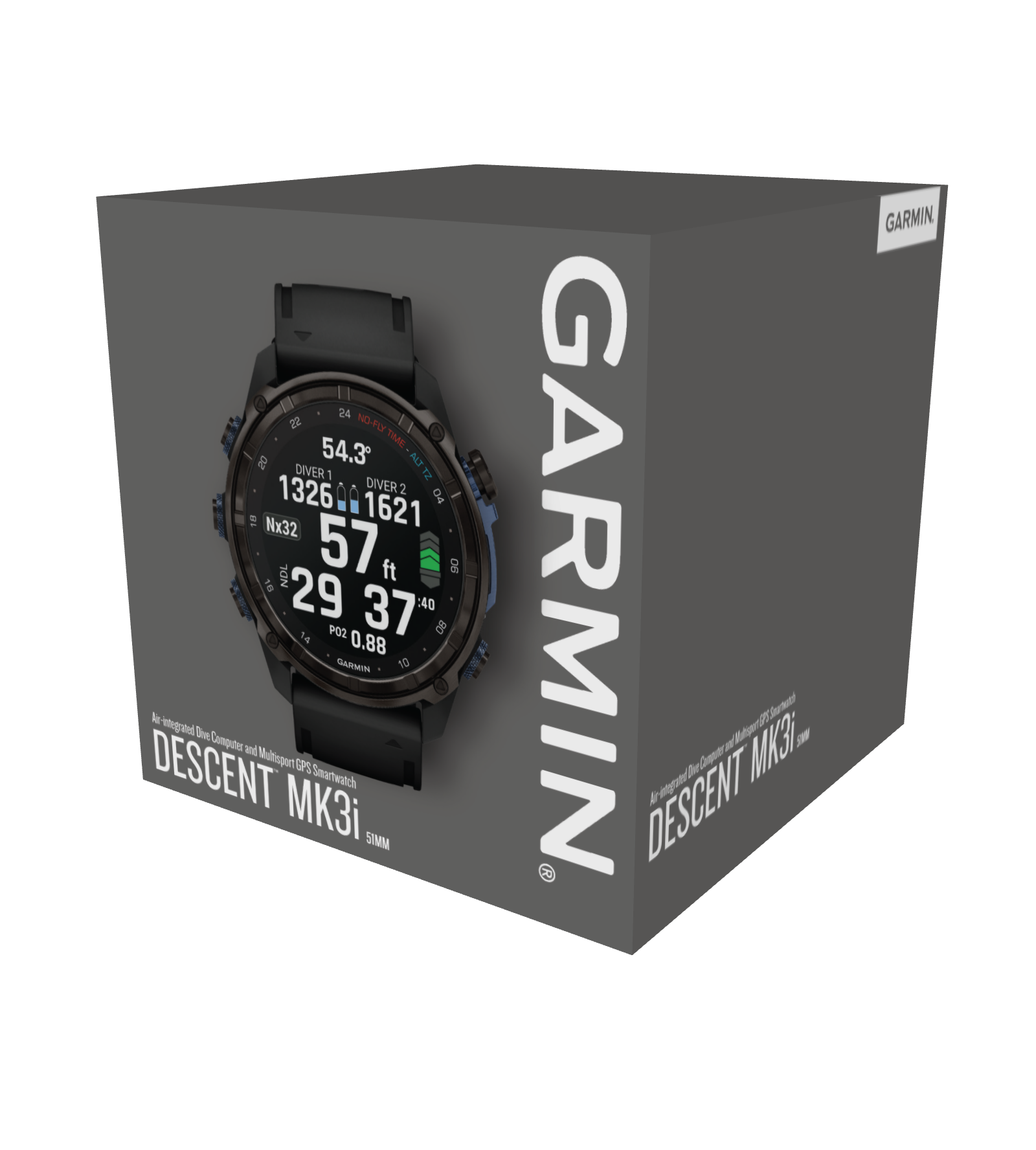 GARMIN Descent™ Mk3i – 51 mm, Carbon Gray DLC Titanium with DLC Titanium Band
