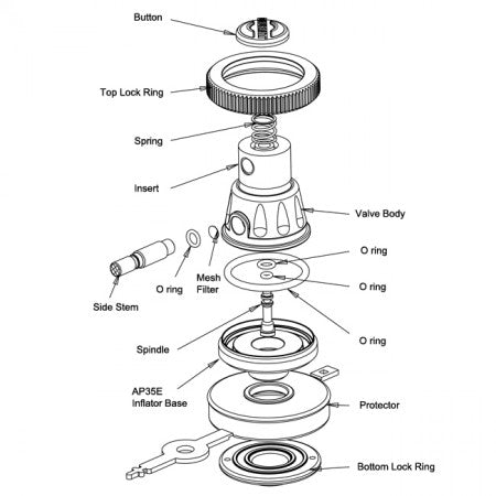 MANUAL INFLATOR BASE| AP Diving | Silent Diving | Scuba Rebreather